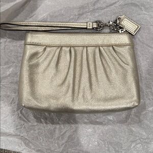 Shimmer Gold Coach Wristlet